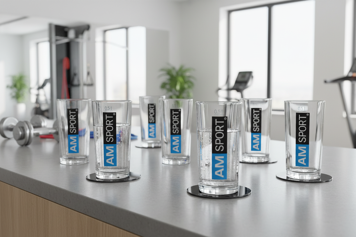 AMSPORT Glas mit AMSPORT Logo