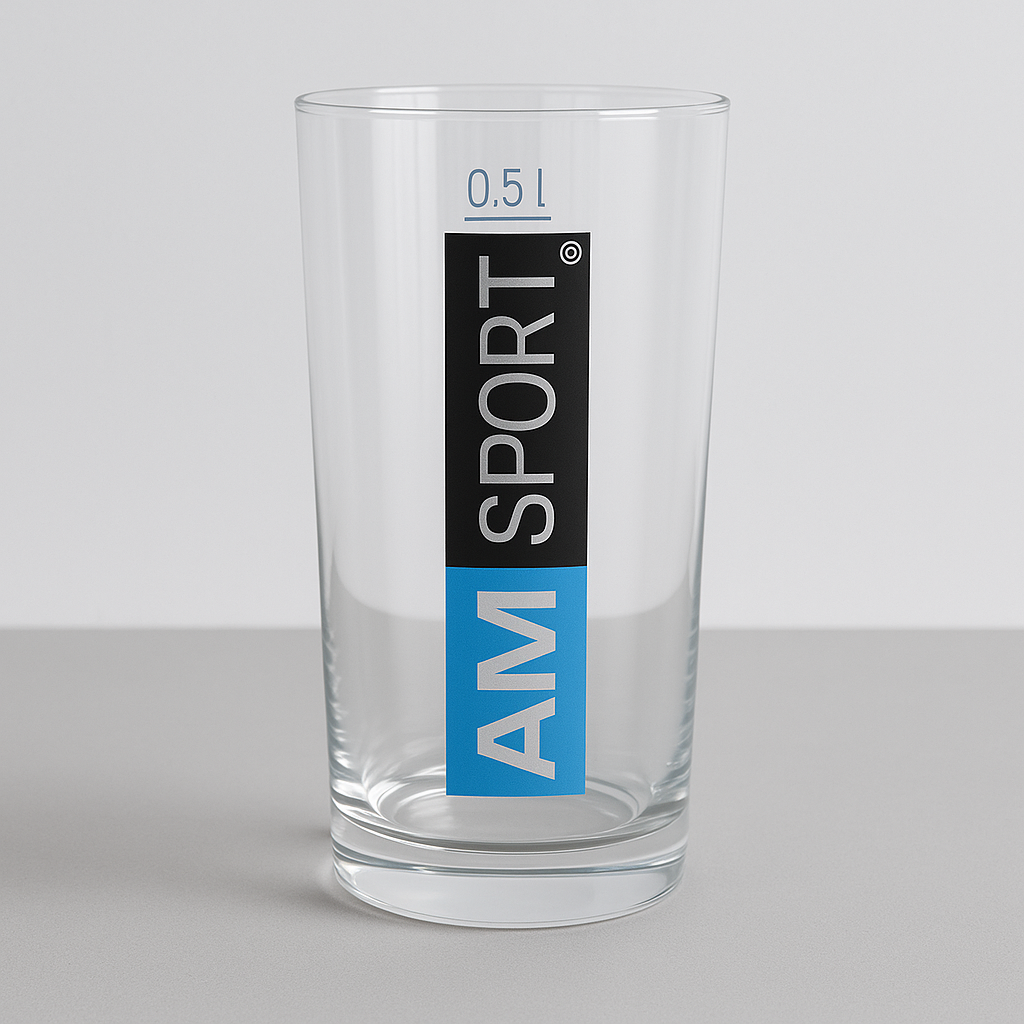 AMSPORT Glas mit AMSPORT Logo 0,5 L